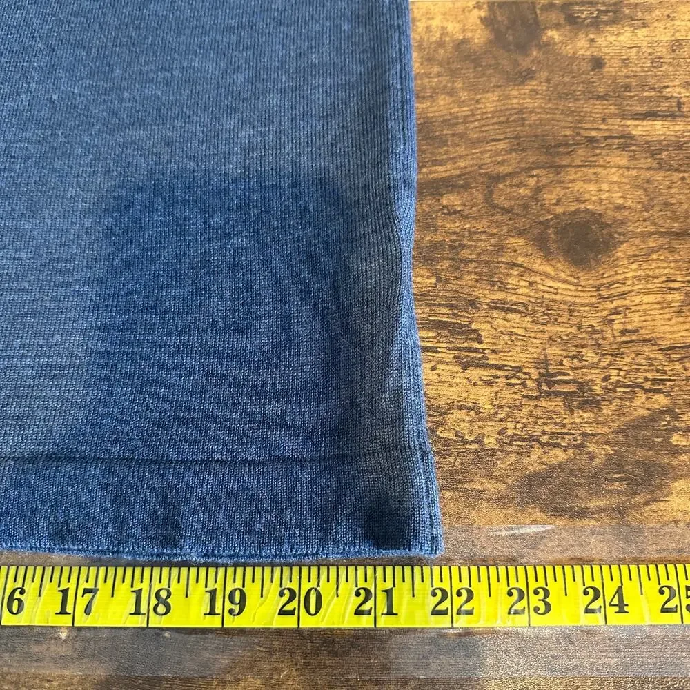 Joseph Abboud 100 Merino Wool Sweater XL Blue Quarter Zip Preppy Minimalist EUC